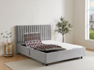 Vente-Unique Letto relax elettrico solo sospensioni + materasso memory foam 2x70x190cm Tessuto Grigio - SASORA di DREAMEA