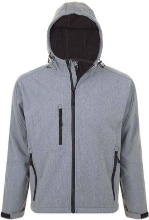 SOLS Heren Replay Soft Shell Jas met capuchon (Grijze Melange)