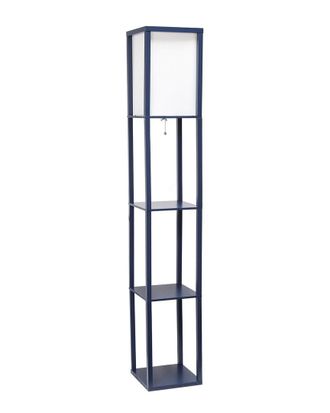 Lalia Home Column Shelf Floor Lamp With Linen Shade