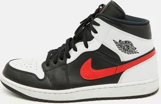 Air Jordan s Black/white Leather Jordan 1 Mid Sneakers