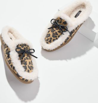 Talbots Marley Suede Shearling Slippers - Brown - 10M Talbots