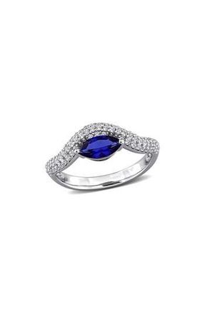 Delmar Lab Grown Blue & White Sapphire Wavy Band Ring at Nordstrom Rack, Size 7