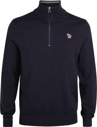Paul Smith Appliquéd Half-zip Cotton Jumper - Navy - Xxl