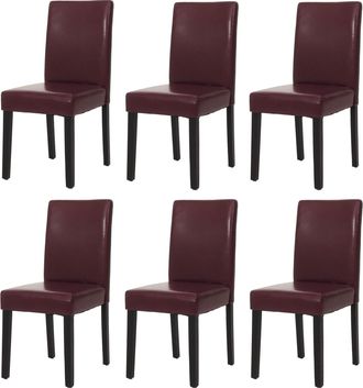Hhg Hhg - Juego De 6 Sillas De Comedor Silla De Cocina Littau, Polipiel, Roja, Patas Oscuras