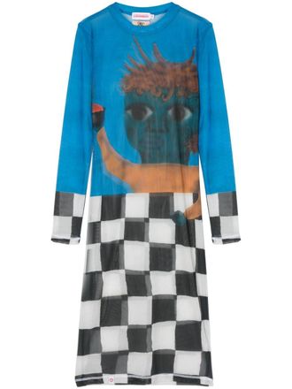 Charles Jeffrey Loverboy mesh midi dress - Blue