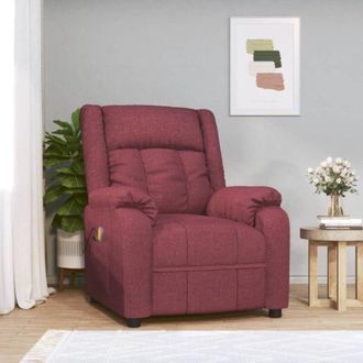 vidaXL Poltrona Massaggiante Elettrica Rosso Vino in Tessuto - Vidaxl