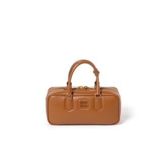 Miu Miu Arcadie Leather Bag, Woman, Cognac