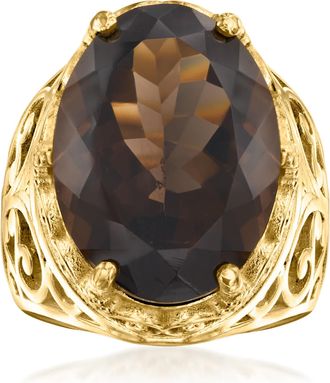 Ross-Simons Smoky Quartz Ring in 18kt Gold Over Sterling