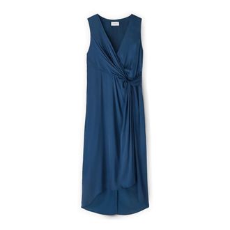 Motivi Vestido de sat&eacute;n con drapeado - Dresses - Mujer - Azul - 2XS