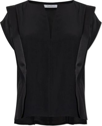 Max Mara Abete Top - Dames - Blouses - Zwart - M - Satijn - Overhemden