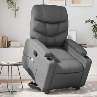 vidaXL Vidaxl - Sill&oacute;n Reclinable De Masaje De Pie Cuero Artificial Gris