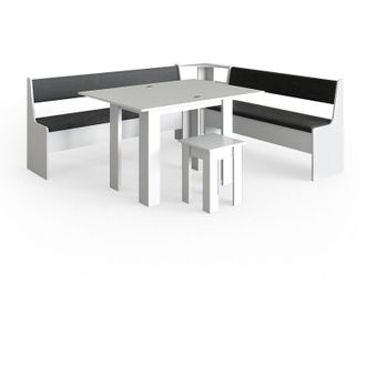 Vicco Gruppo panca ad angolo Roman, Bianco, 210 x 41.5 cm con tavolo