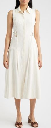 Anne Klein Sleeveless Linen Blend Midi Dress in White Dove at Nordstrom, Size 10