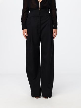 Elisabetta Franchi Pantaloni palazzo a vita alta in gabardine di lana vergine