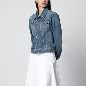 Golden Goose Giubbotto in denim blu con colletto classico