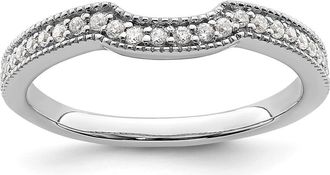 Diamond2Deal 14k White Gold Lab Grown Diamond Wedding Band Ring 1/5Ct Clarity- VS Color- G-H