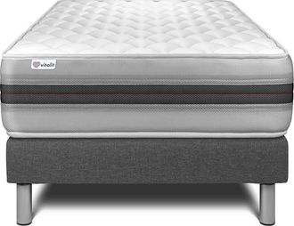 VITALIT Somier Gris + Colch&oacute;n Con Espuma Viscoel&aacute;stica 90 X 190