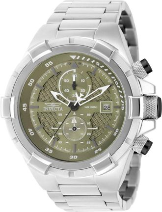 Invicta Aviator 49253 Heren Horloge - Quartz Uurwerk - Roestvrij Staal met groene Wijzerplaat - 50mm