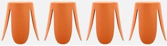 Sweeek Sweeek - Taburete apilable polipiel, set de 4, Niki, Naranja, 44x44x46 cm