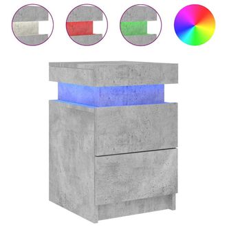 vidaXL Vidaxl - Mesita De Noche Con Luces Led Gris Hormig&oacute;n 35x39x55 Cm
