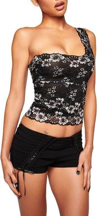 I.AM.GIA Phoenix Lace One-Shoulder Crop Top in Black at Nordstrom, Size Xx-Small