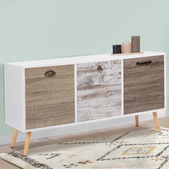 IDMarket Bahia Aparador Bajo Escandinavo De 3 Puertas 113 Cm