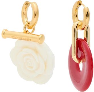 Timeless Pearly Mismatched 24kt Gold-plated Hoop Earrings - Blue - One Size