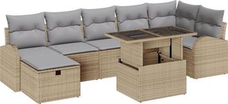 vidaXL Garden Sofa Set with Cushion 8 pcs Beige Poly rattan vidaXL