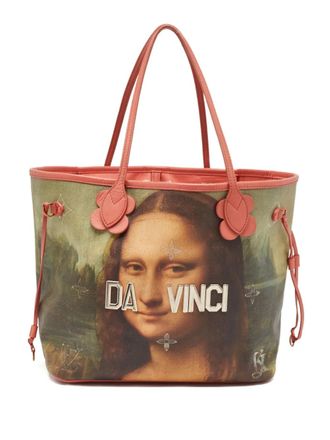 Louis Vuitton x Jeff Koons Neverfull MM tote bag - women - Leather/Canvas/Leather/Polyurethane - One Size - Pink