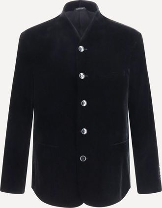 Giorgio Armani Blazer One Shot in viscosa elasticizzata e velluto cupro Man 50