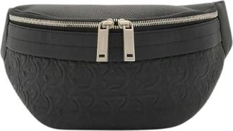 Ferragamo Pre-owned Gancini Leren Heuptas - Dames - Vintage Schoudertas - Zwart - ONE Size - Leer - Vintage