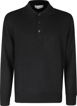 Paolo Pecora Black Double-Faced Extra-Fine Merino Wool Polo Shirt