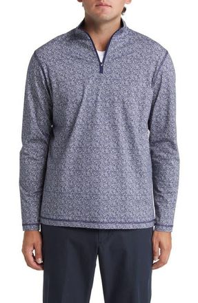 Bugatchi OoohCotton Print Quarter Zip Pullover in Navy at Nordstrom, Size Xxx-Large