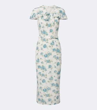 Alessandra Rich Caped floral silk midi dress