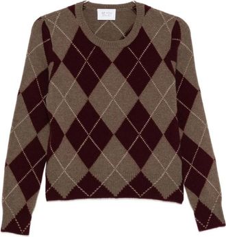 Be You Argyle Crewneck Trui - Dames - Ronde hals truien - Veelkleurig - S - Truien & Vesten