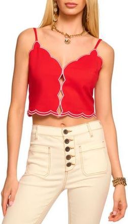 Ramy Brook Tilda Scallop Cotton Blend Crop Camisole in Flame at Nordstrom Rack, Size 10