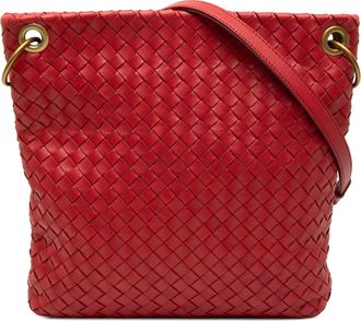 Bottega Veneta Pre-owned Womens Nappa Intrecciato Crossbody - Red Leather - One Size