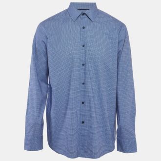 HUGO BOSS Boss By Hugo Boss Blue Printed Stretch Cotton Long Sleeve Shirt