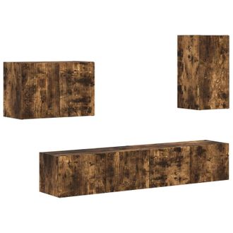 vidaXL Conjunto De Mueble Para Tv De Pared 4 Pcs Roble Ahumado Vidaxl