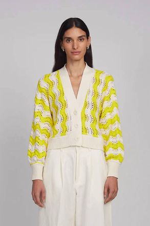 Eleven Six Luna Cardigan In Ivory/limone