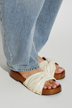 Ganni Clogs With Studs, Womens, Cream