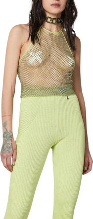 Patrizia Pepe Appliqu&eacute; Top - Dames - Tops zonder mouwen - Geel - M - Polyester - Tops