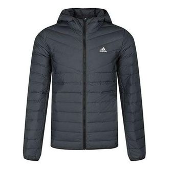 adidas Varilite 3s H J Stay Warm Outdoor logo hooded down Jacket Black DZ1420