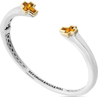 Stephen Webster Sex Drugs Rock and Roll bangle bracelet - men - Sterling Silver/18kt Yellow Gold/Citrine - L