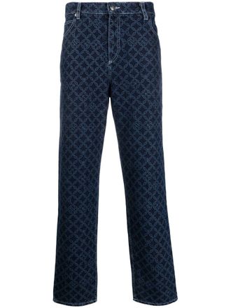 Charles Jeffrey Loverboy Jeans dritti con motivo geometrico - Blu