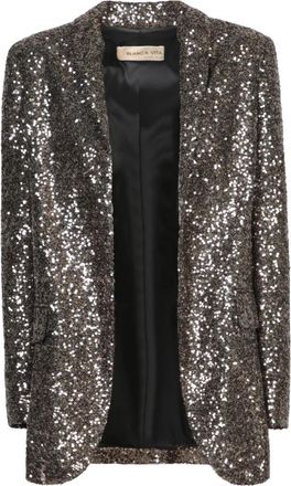 Blanca Vita Beige Paillet Sjaal Jas - Dames - Blazers - Beige - S - Pailletten - Jassen