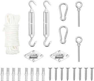 vidaXL 9 Piece Sunshade Sail Accessory Set Stainless Steel 0244