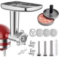 OEM Picadora De Alimentos Met&aacute;lica Para Batidoras Kitchenaid. Picadora De Carne, Embutidora De Salchichas, Incluye 3 Accesorios Para Embutir Salchichas. P