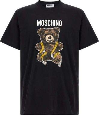 Moschino Rhinestone Logo T-Shirt - male - Moschino - T-Shirts - Black - S - Tops