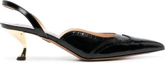 Thom Browne Slingback pumps met spitse neus - Dames - Pumps - Zwart - 36 1/2 EU - Leer - Schoenen